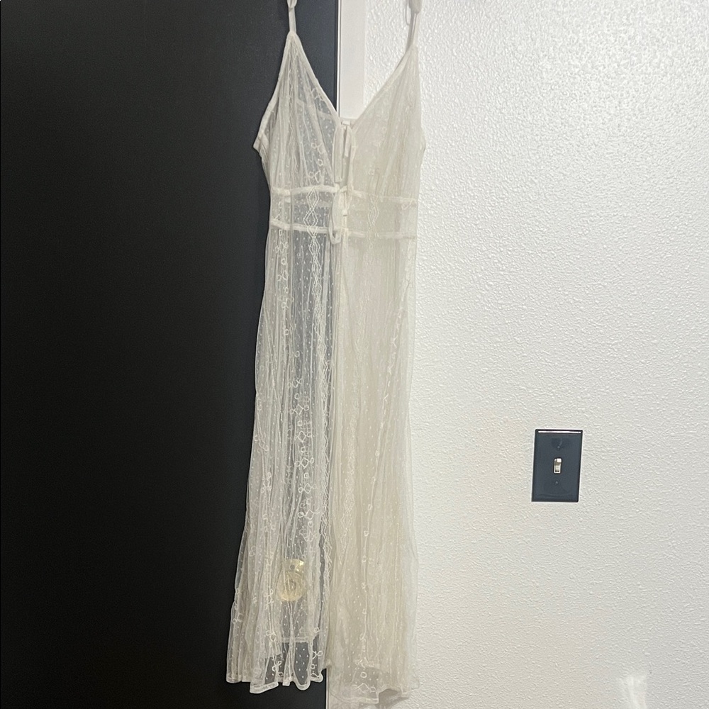 Delicate Sheer Lace Slip Chemise in Ivory